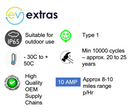 EV Extras 80 | Type 1 Home EV Charger | UK 3 Pin Plug | 5 to 25 metres